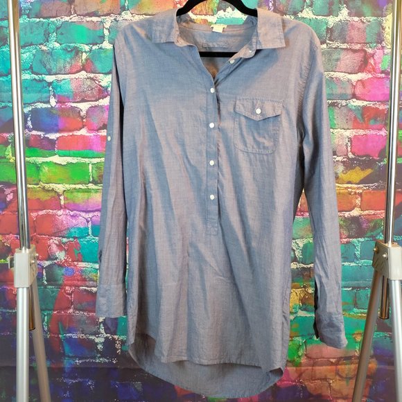 J. Crew Chambray Popover Tunic Top M - Picture 8 of 9